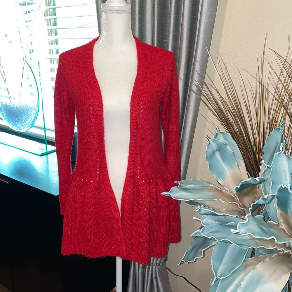 Elle bright red long cardigan